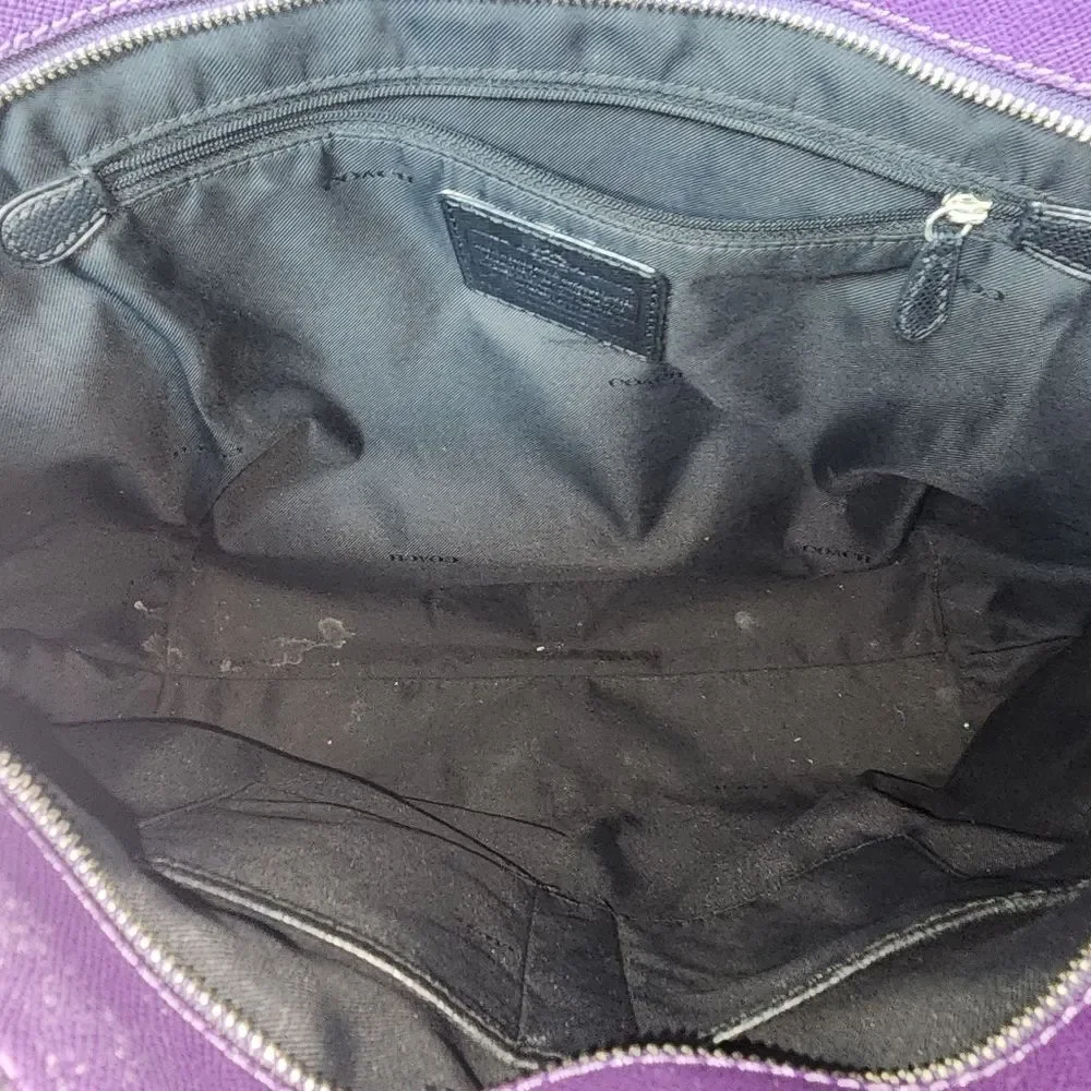 Coach Purple Pebbled Leather Turnlock Tote Bag
